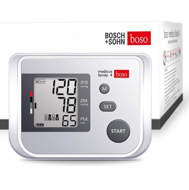 Тонометр boso medicus family 4 – для партнерів та сімей, 4 пам'яті, великий дисплей, виявлення аритмії, універсальна манжета (22–42 см)