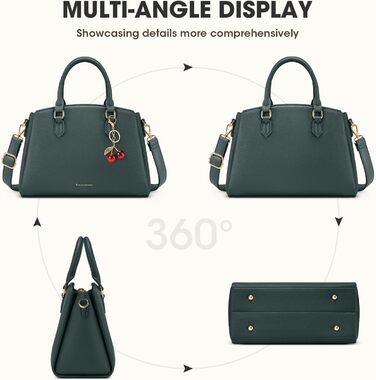 Сумка жіноча RAINSMORE середнього розміру з екошкіри, темно-зелена. Для планшета 11