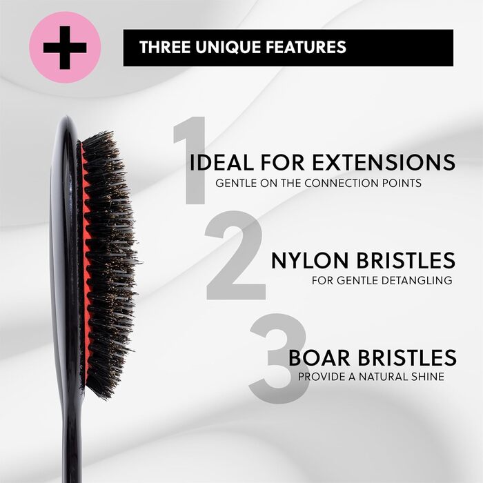 Щітка для накладних волосся | Професійна щітка для догляду за накладними волоссям, перуками та тупеями | Натуральна щетина кабана та нейлонові щетинки | Ідеально підходить для розплутування та догляду за волоссям