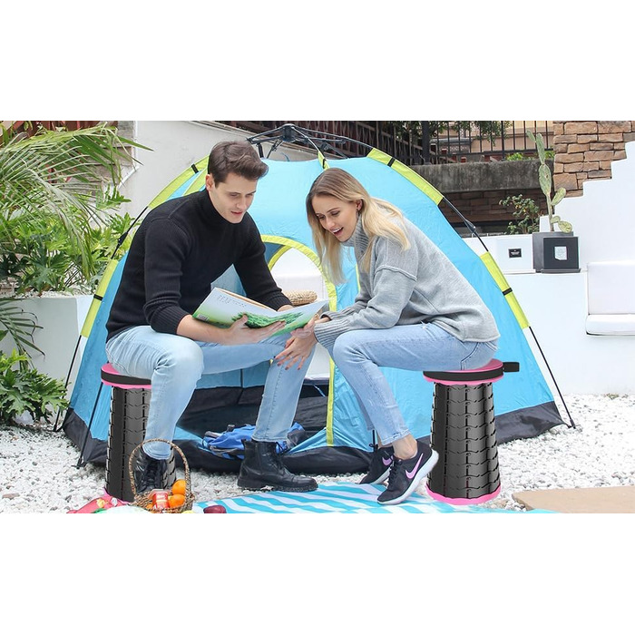 Складний стільчик Alevmoom 2024 з подушкою, для кемпінгу, подорожей, риболовлі. Міцний, витримує до 200 кг, телескопічний, регульований.