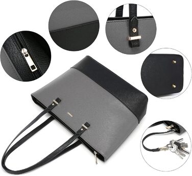 Сумка жіноча LOVEVOOK шопер шкіряний 3-в-1 сіро-чорна (C Grau-schwarz) велика містка