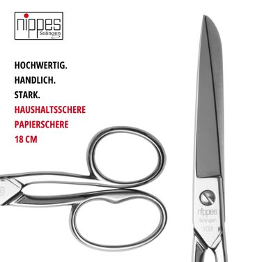 Універсальні ножиці nippes Solingen 18 см, нікельована сталь, для кухні, офісу, рукоділля