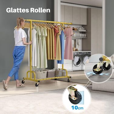 HOKEEPER Clothes Rack with Shelves, 450 kg Capacity, Rolling Garment Rack, Portable Clothes Hanger, Chrome (S002GD)