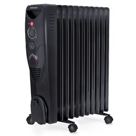 Масляний радіатор Pro Breeze 2500W, електричний обігрівач з 11 секціями, 3 режимами потужності, термостатом та таймером на 24 години, захист від перегріву та перекидання (Чорний)