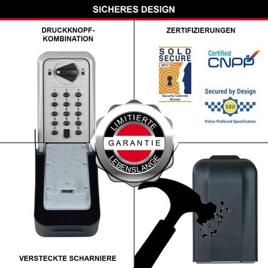 Сейф для ключів Master Lock сертифікований, великий, настінний, зовнішній, 17.3 x 10.3 x 7.5 см, підвищена безпека