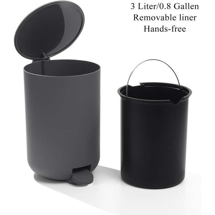 Набір для ванної кімнати AJEUNGAIN, сірий, 5 предметів: відро для сміття, тримач для туалетного паперу, диспенсер для мила, стакан для зубних щіток, піднос.