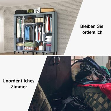 LOEFME Wardrobe 170 * 175 * 45cm, Fabric Wardrobe for Bedroom, Fabric Clothes Closet, Fabric Wardrobe with 2 Hanging Rails