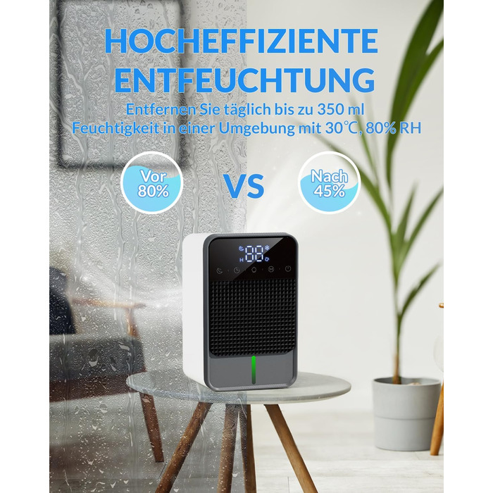 Електричний осушувач повітря Jialexin 1500 мл, портативний, тихий, з автовимкненням для квартири, ванної кімнати, підвалу та кухні