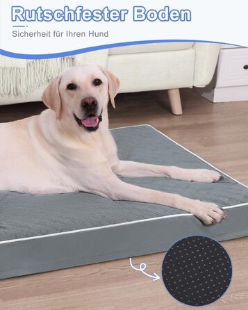 Ортопедичне ліжко для собак KSIIA, великі породи, 104x68x8 см, знімний килимок, легко миється, сірий колір