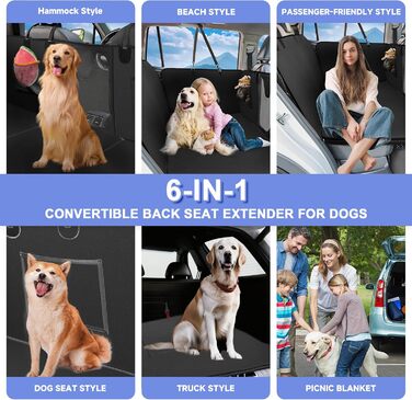 Захист для заднього сидіння автомобіля для собак з жорстким дном, 400 lbs, водовідштовхувальний, з сіткою, чорний, розмір L (147x75 см), штучна шкіра