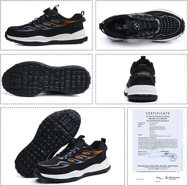 Черевики робочі, захисні для чоловіків та жінок. Легкі, спортивні, дихаючі, зі сталевим підноском. Розміри 36-46 EU, 46 EU. Колір: коричневий, на кнопці-фіксаторі.