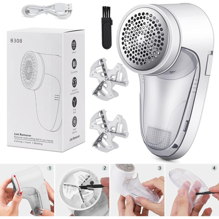 Електричний видалення ворсу Fusselrasierer: знімні леза для одягу з вовни та пуловера (зелений)