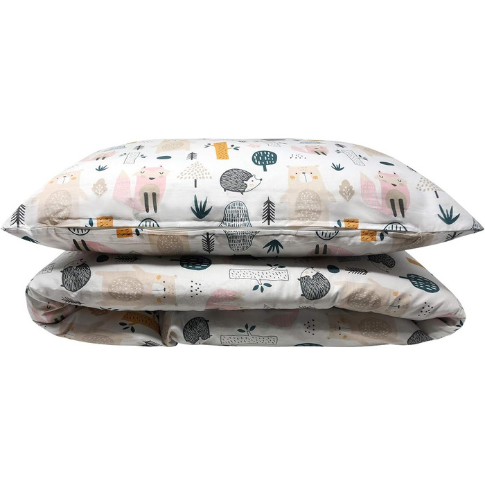 Набір постільної білизни Balbina для малюків Boho з принтом тварин (ліс) 100 x 135 см, 2 шт. (100% бавовна, застібка-блискавка)