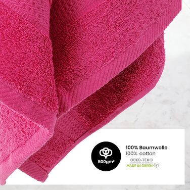Набір махрових рушників BaSaTex, Маджента (10 предметів) — сертифікат Öko-Tex Made in Green: 4 рушники для рук, 2 банні рушники, 2 гостьові рушники, 2 рукавички для миття