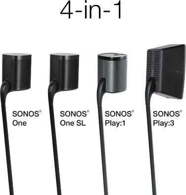 Підставка GT STUDIO для SONOS One, One SL, Play:1, Play:3. Преміум дизайн, приховане кабельне підключення, важка основа (Пара, Чорний)