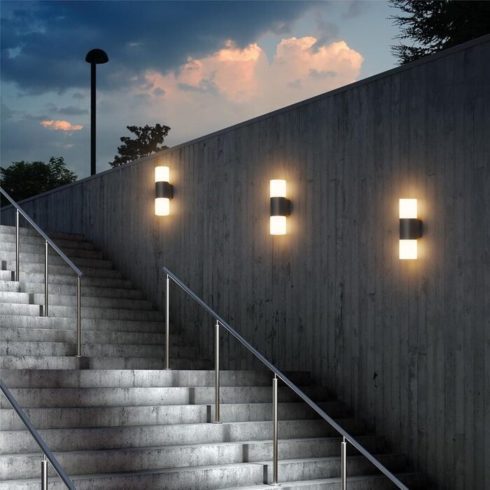 Klighten Wall Lights E27 Indoor/Outdoor 2-Light, Up and Down Outdoor Lamp, Outdoor Fixture, IP54 Outdoor Lamp, Aluminum Modern Outdoor Wall Light, Wall Lamp for Entrance Terrace, without Bulb (Black, without Motion Sensor - 2 Pieces)