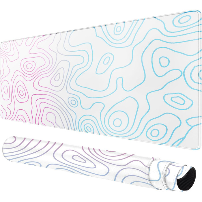 Килимок для миші та клавіатури 800x400 мм - ігровий килимок для столу з прошитими краями, чорно-білий абстрактний дизайн (Dazzle White)