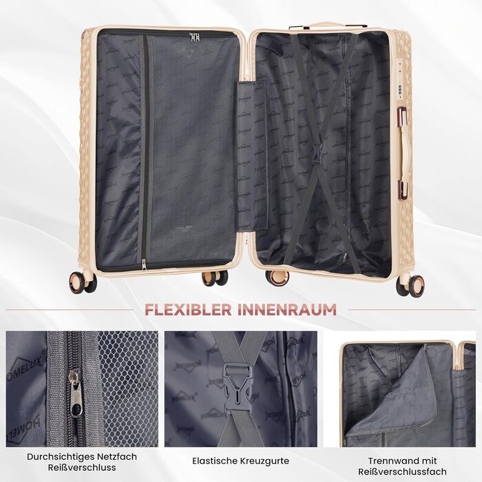 Набір валіз Homelux 3 шт. Бежевий, ABS, Hartschale (твердий корпус), M-L-XL, 1003-beige