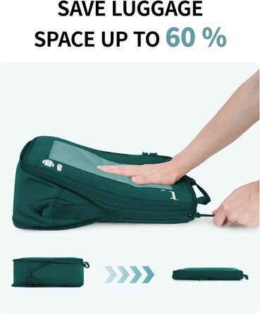 ECOHUB Набір органайзерів для валізи (5 шт.) - Компресійні куби для пакування, темно-зелений
