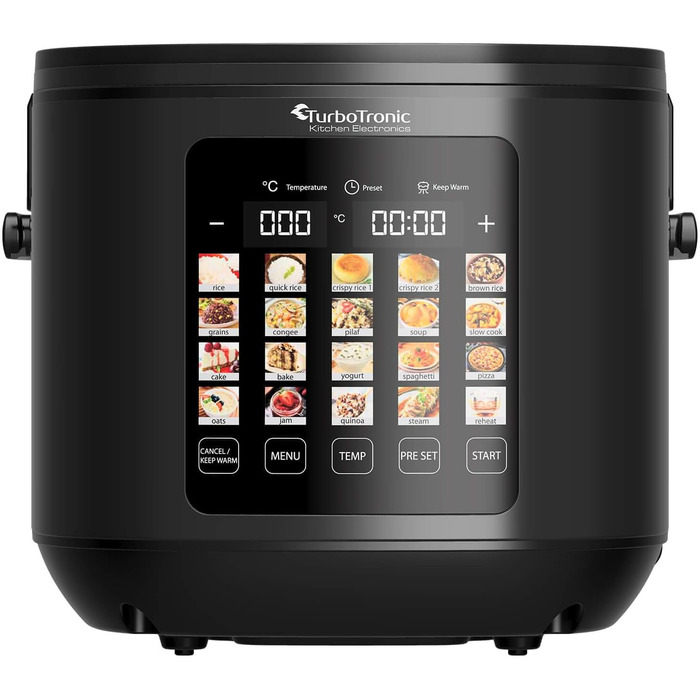 Мультиварка TurboTronic 5л, 20 програм, 860W: електросковорода, пароварка, рисоварка з автоматичним підігрівом та цифровим керуванням