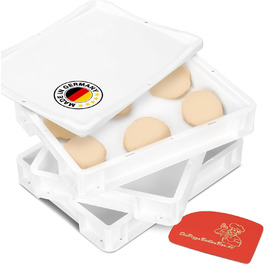 Pizza ball box proofing box for pizza dough sourdough yeast dough food-safe 30x40x8 cm (1 box with 1 lid) white (3 boxes with 1 lid)