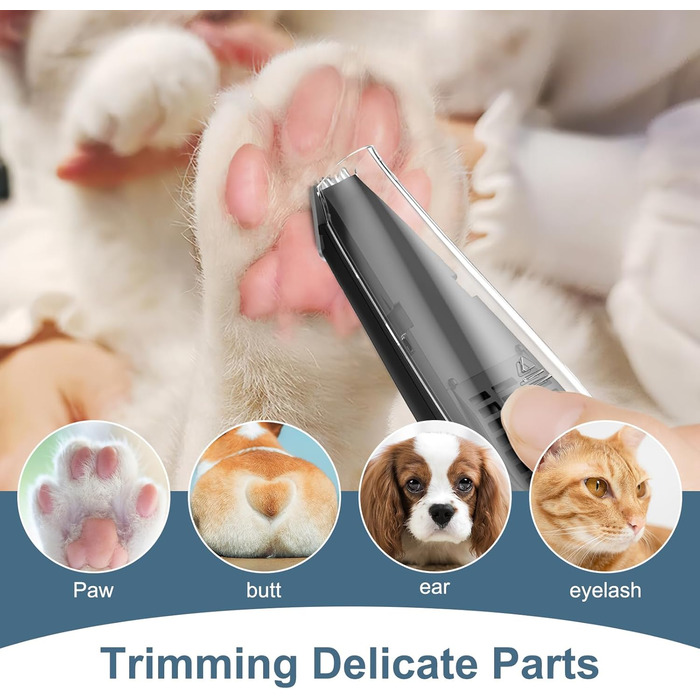 Триммер для собак 2-в-1 з пилососом, 6000 об/хв, USB, для догляду за лапами та очима, для дому та ветеринара