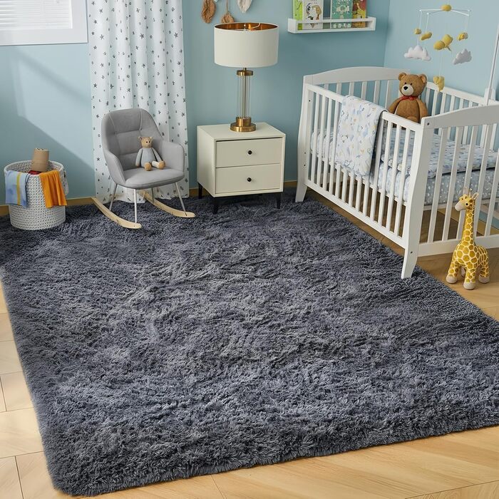 Килимок CHOSHOME для спальні, вітальні: м'який, сучасний, з високим ворсом, антиковзаюча підкладка, для дитячої кімнати, шэггі, сірий, 90x150 см