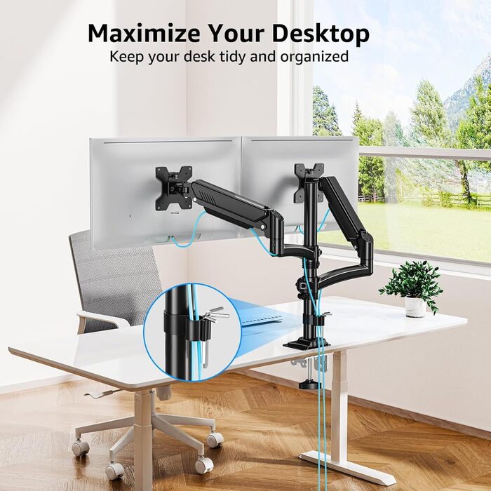 Кріплення для монітора MOUNTUP - 2 монітори, 13-32 дюйми, регульоване, VESA 75/100mm, 2-10 кг, EU6016B