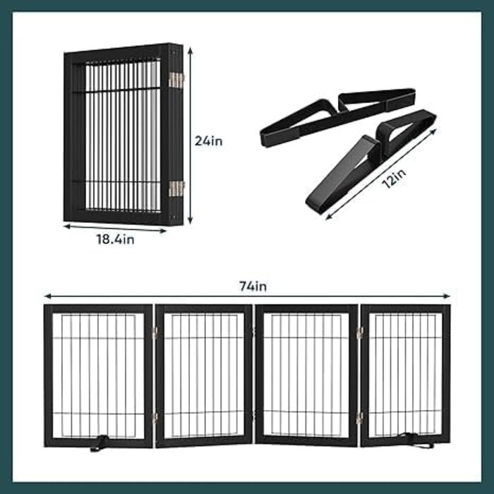 Бамбукове воріт для собак Semiocthome - 3 секції, 61 см, для дому, складане, для сходищ, білий