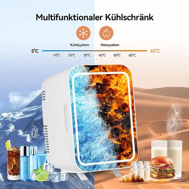 Міні-холодильник YU YUSING 4L з LED дзеркалом: охолодження/підігрів для косметики, авто, офісу, спальні. 12V/220V, білий