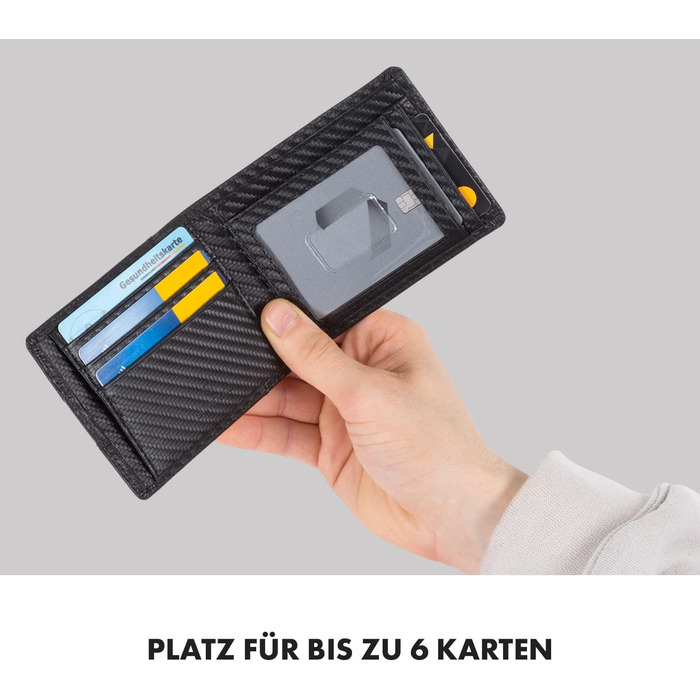 Портмоне ZNAP® Slim Wallet: картхолдер для чоловіків з RFID захистом (Flapp Carbon, 8 карт)