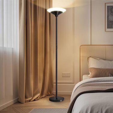 LED торшер BBHome для вітальні з регулюванням яскравості, з лампою для читання 6W, 27W, 3000K-6500K, з пультом та сенсором, колір сріблястий