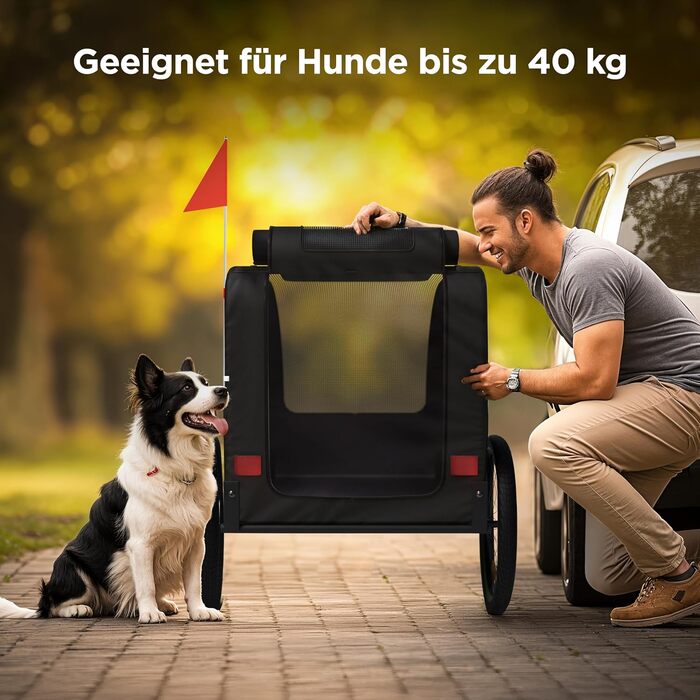 Фартоваж для собак на велосипед – складаний, до 40 кг, з відбивачами, водовідштовхувальний, сумісний з електровелосипедами, чорний