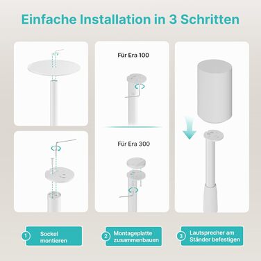 Підставка для динаміків з регулюванням висоти, сумісна з SONOS Era 300 та Era 100, білий, 2 шт.