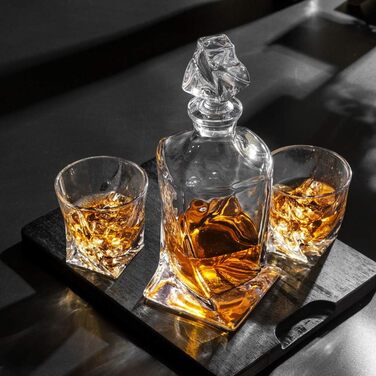KANARS Whisky Decanter and Glasses Set, 800 ml Lead-Free Crystal Whiskey Decanter with 4x 300 ml Glasses, 5-Piece, Gift Box