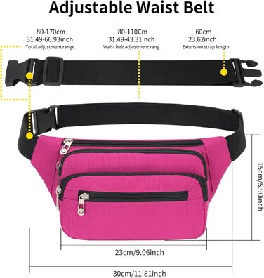Поясна сумка на пояс, унісекс, сучасна, для подорожей, прогулянок, собак, чоловіча та жіноча (Рожево-червоний)