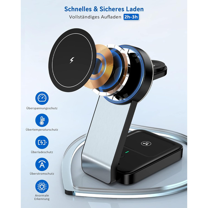 3-в-1 Станція Бездротової Зарядки: iPhone, Apple Watch, AirPods (Біла/Чорна)