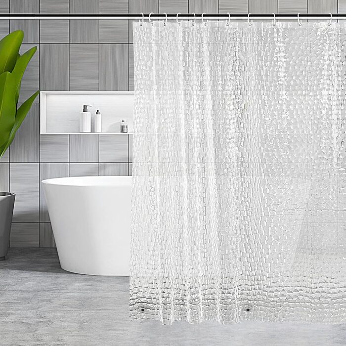 Шторка для душу OTRAKI 200x200 см, антигрибкова, EVA, прозора, без PVC, екологічна, з кільцями, водонепроникна, напівпрозора