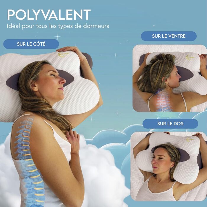SOLAURENT Ergonomic and Orthopedic Neck Pillow, All Sleeping Positions, Anti-Snoring, Anti-Sleep Apnea, Comfort and Premium Quality, Memory Foam, Ökotex and Certi-Pur (Gray)