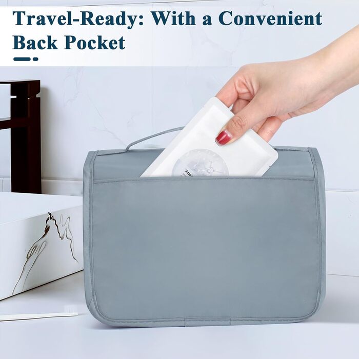 Зівакат Косметичка для душу на блискавці, водонепроникна, з ручкою, для подорожей, спорту, кемпінгу – сіра