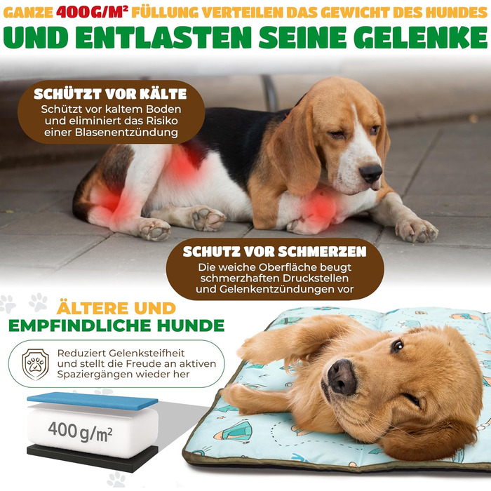 Лежанка для собак LexyFox: водовідштовхувальна, ізольована, з антиковзаючим покриттям | Підходить для подорожей, кемпінгу та відпочинку на природі | Лежанка для собак, килимок для тварин