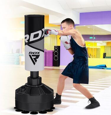 Боксерський мішок RDX для дітей, стійка, рукавички, MMA, кікбоксинг, бокс, рукопашний бій, муай-тай, сірий, 120 см