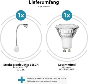 Світлодіодна настільна лампа LESCH з гнучкою ніжкою (хром/чорний), 2 шт. GU10 LED (тепле біле світло, 7.6W, 1103lm, кут 33°)