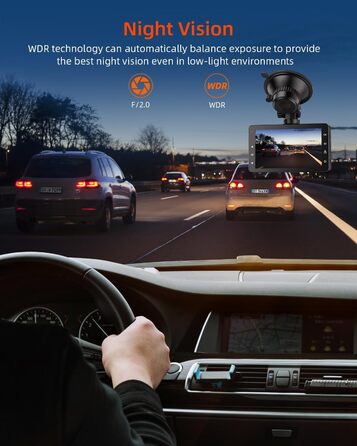 Відеореєстратор у машину Dashcam Auto з 32GB SD-картою, 1080P FHD, Нічне бачення, Широкий кут 176°, IPS-дисплей 3 дюйми, G-сенсор, Loop-запис, Виявлення руху та Паркувальний режим