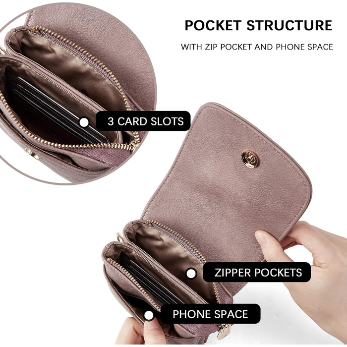 Сумка-клатч BOSTANTEN Klein через плече, сіра (A-11-lila) з PU шкіри для жінок, мобільна сумка з гаманцем