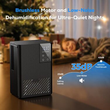 Електричний осушувач повітря, тихий, 2500 мл з LED дисплеєм, таймером та функцією відтавання, 7 кольорів підсвічування, для дому, спальні, ванної кімнати