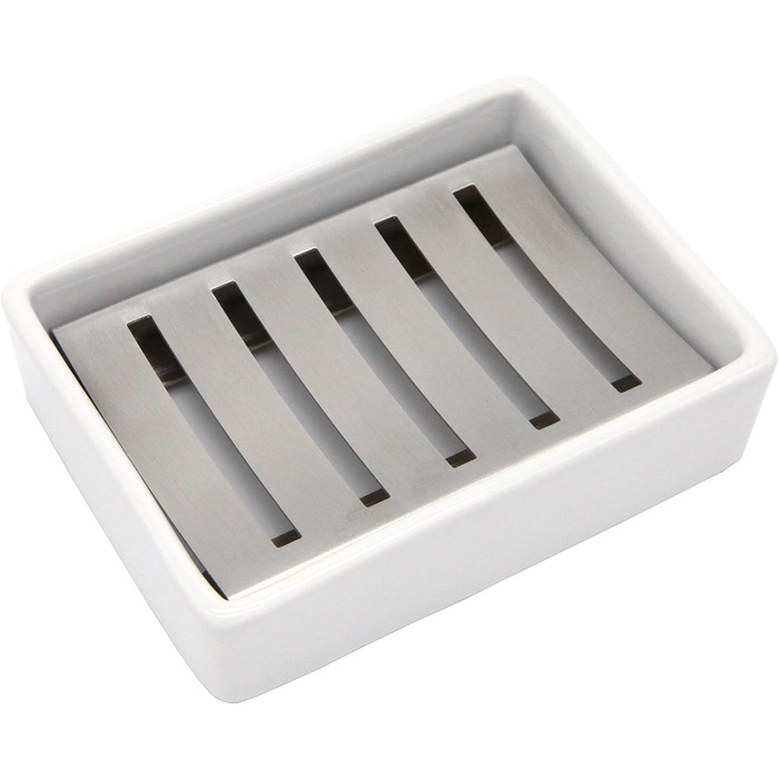 Миска для мила Lofekea з кераміки та нержавіючої сталі, двошарова мильниця для ванної та душу