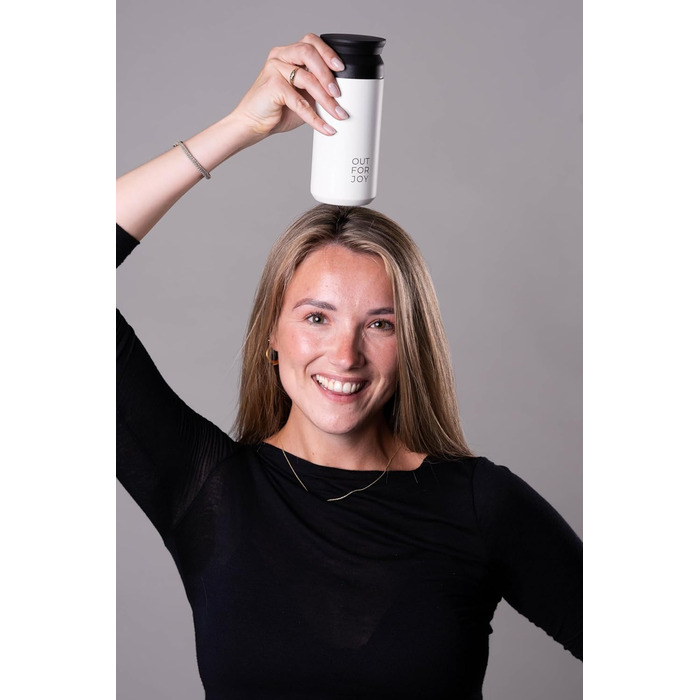 Термокружка з нержавіючої сталі 350 мл | Термокружка для кави та чаю на винос | З подвійними стінками, ізольована, не протікає | Travel Tumbler | Зберігає тепло 4 години / холод 8 годин (Білий Шовк)