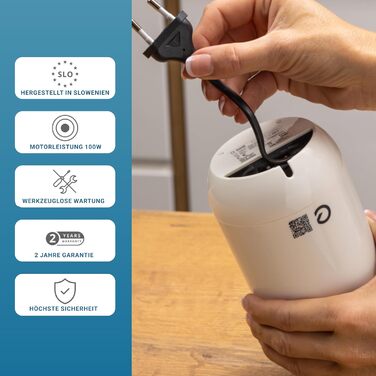 Електрична кавомолка EUREL KMA з нержавіючою сталею, змінний помел, 45г, білий колір