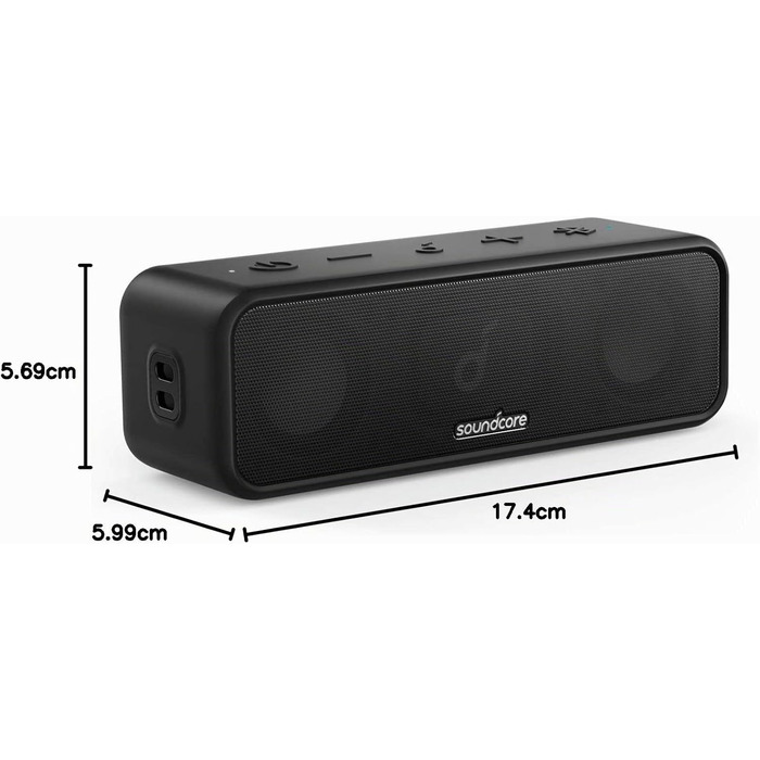 Soundcore 3 Bluetooth колонка: Стереозвук, Titan-драйвер, PartyCast, BassUp, 24 год, IPX7, EQ, чорний